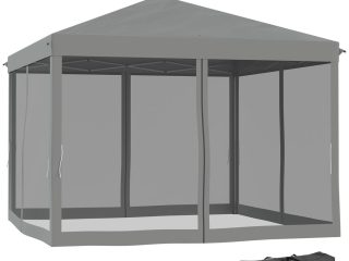 Heavy Duty Pop Up Gazebo with Removable Mesh Sidewall Netting Gray