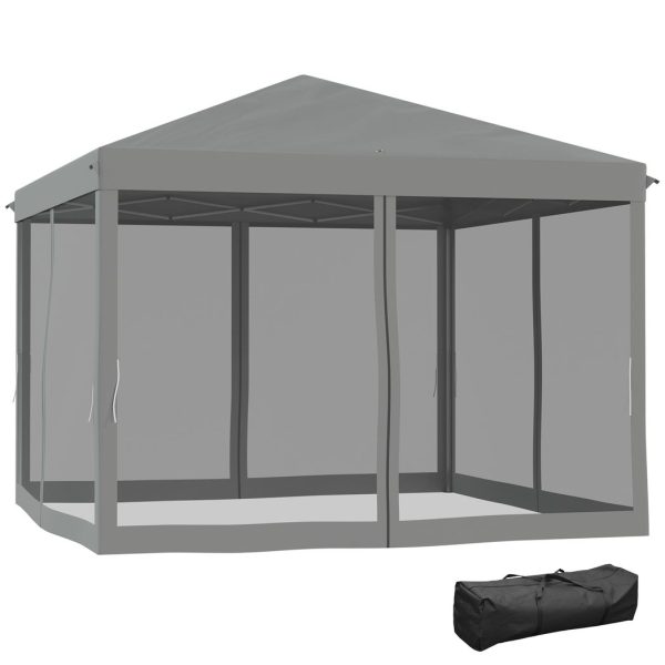 Heavy Duty Pop Up Gazebo with Removable Mesh Sidewall Netting Gray
