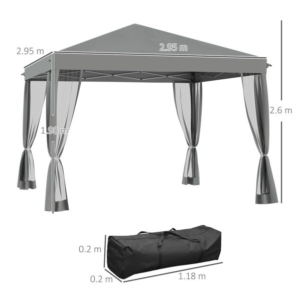 Heavy Duty Pop Up Gazebo with Removable Mesh Sidewall Netting Gray - Image 3