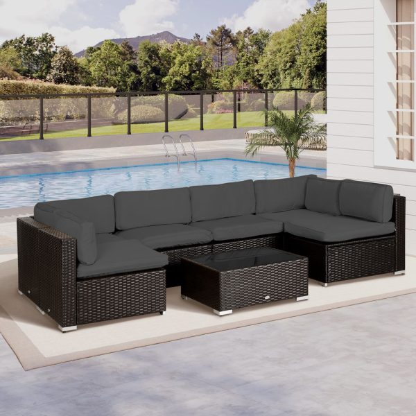 Garden Rattan Sofa Set Polyester Cover Replacement No Cushion Grey - Image 2