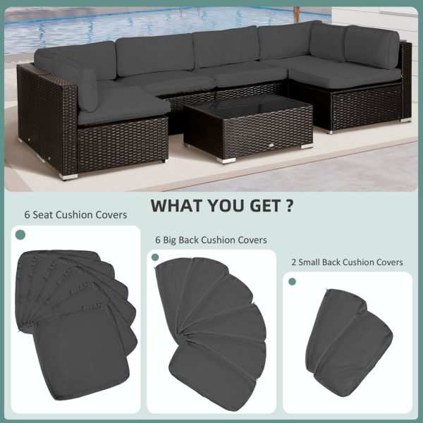 Garden Rattan Sofa Set Polyester Cover Replacement No Cushion Grey - Image 4