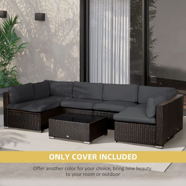 Garden Rattan Sofa Set Polyester Cover Replacement No Cushion Grey - Image 6