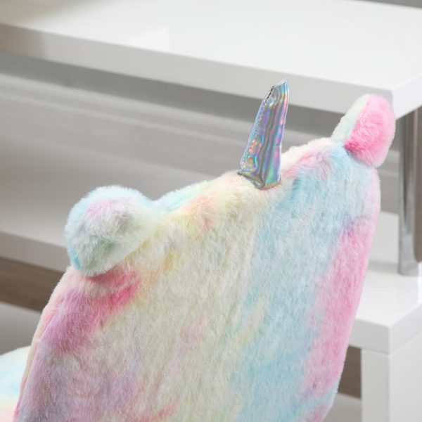 Vinsetto Fluffy Unicorn Office Chair w/ Swivel Wheel, Cute Desk Chair, Rainbow - Image 8