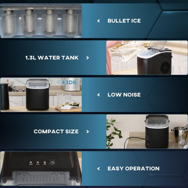 Ice Maker w/ Ice Scoop Basket 12Kg in 24 Hrs 9 Cubes Ready in 6-12Mins - Image 6