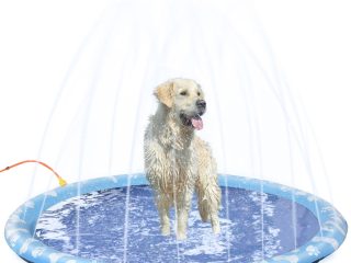 170cm Splash Pad Sprinkler for Pets Dog Bath Pool Non-slip Outdoor Blue