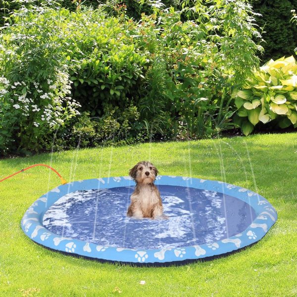 170cm Splash Pad Sprinkler for Pets Dog Bath Pool Non-slip Outdoor Blue - Image 2