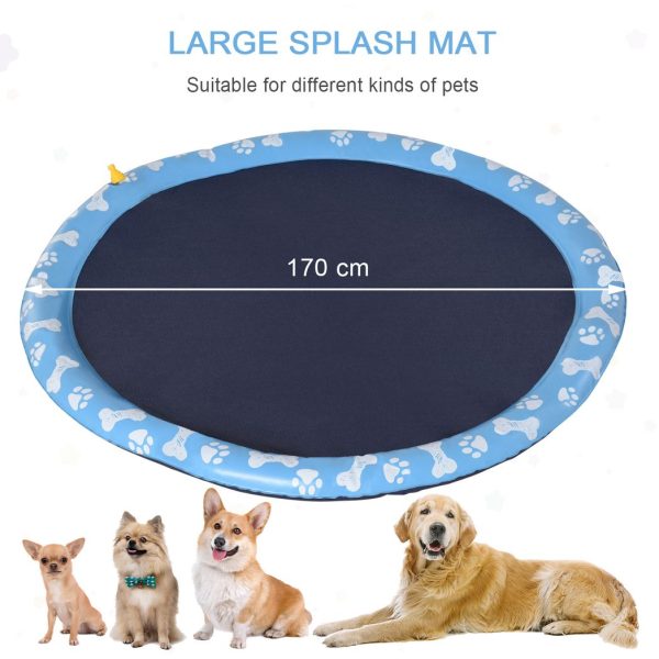 170cm Splash Pad Sprinkler for Pets Dog Bath Pool Non-slip Outdoor Blue - Image 4