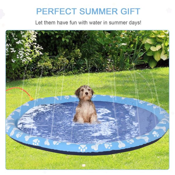 170cm Splash Pad Sprinkler for Pets Dog Bath Pool Non-slip Outdoor Blue - Image 7