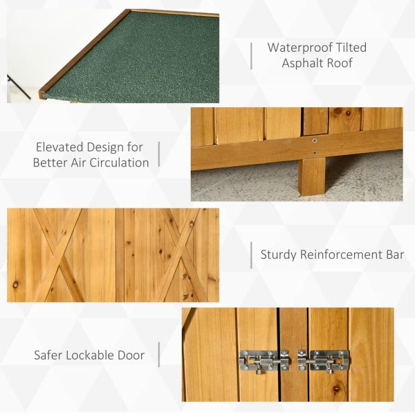 Garden Storage Shed Tool Organizer w/ Table, 140x75x157cm, Natural - Image 5