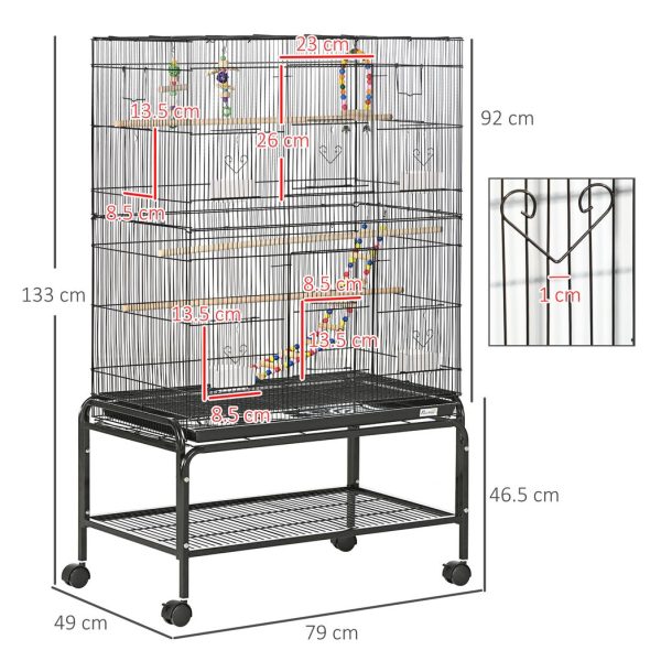 Bird Cage, with Stand, Wheels, Toys, for Budgies, Finches, Parakeets - Image 3