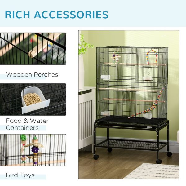 Bird Cage, with Stand, Wheels, Toys, for Budgies, Finches, Parakeets - Image 5