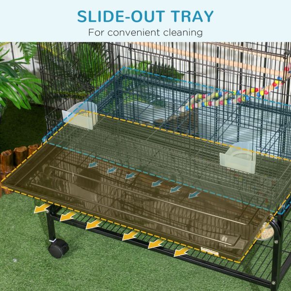 Bird Cage, with Stand, Wheels, Toys, for Budgies, Finches, Parakeets - Image 6