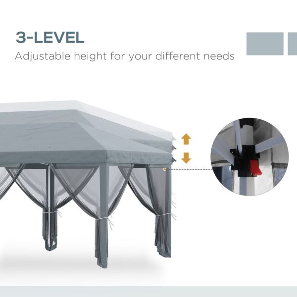 6 x 3m Pop Up Party Tent Canopy with 6 Removable Sidewalls Grey - Image 7