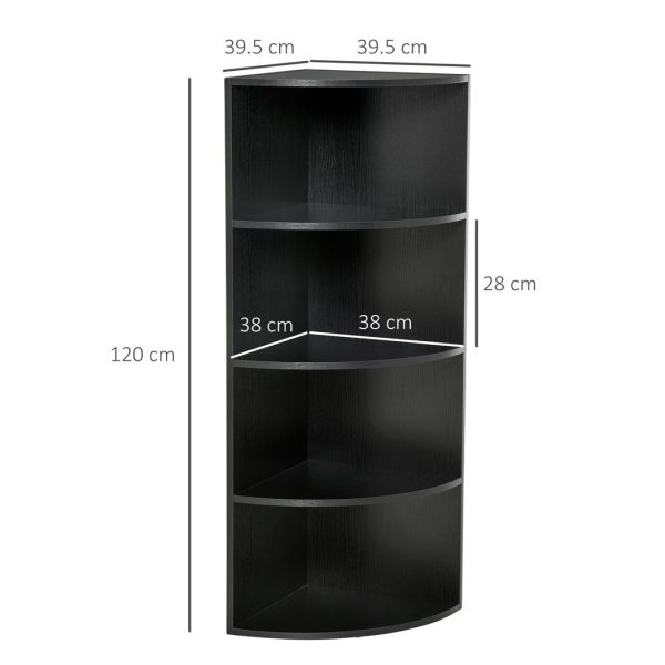 4 Tier Wood Corner Shelf  Unit Freestanding Fan Bookshelf Plants Stand - Image 3