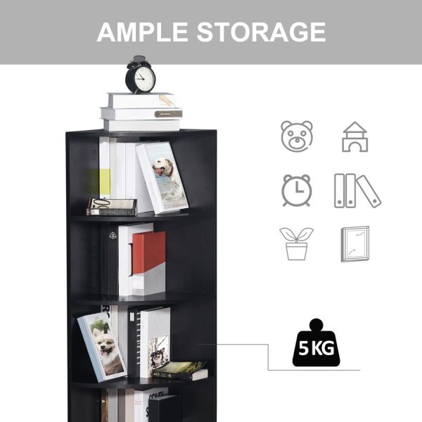 4 Tier Wood Corner Shelf  Unit Freestanding Fan Bookshelf Plants Stand - Image 5