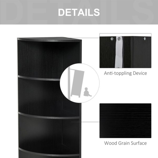 4 Tier Wood Corner Shelf  Unit Freestanding Fan Bookshelf Plants Stand - Image 6