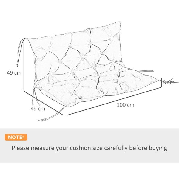 2 Seater Garden Bench Cushion Outdoor Seat Pad with Ties Black - Image 3