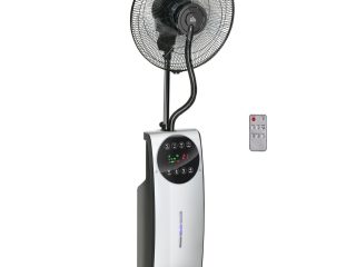 Pedestal Fan with Water Mist Spray Standing Fan w/ 3.1L Water Tank Black