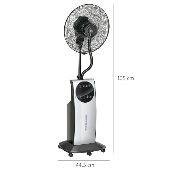 Pedestal Fan with Water Mist Spray Standing Fan w/ 3.1L Water Tank Black - Image 3