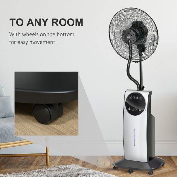Pedestal Fan with Water Mist Spray Standing Fan w/ 3.1L Water Tank Black - Image 4