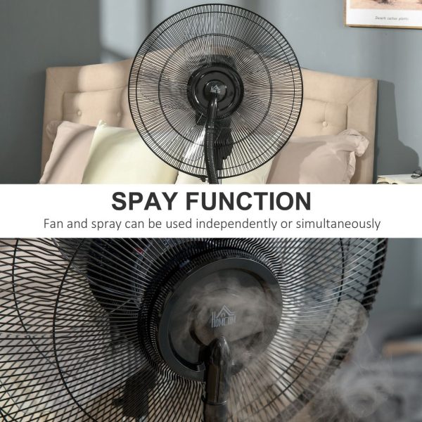 Pedestal Fan with Water Mist Spray Standing Fan w/ 3.1L Water Tank Black - Image 6