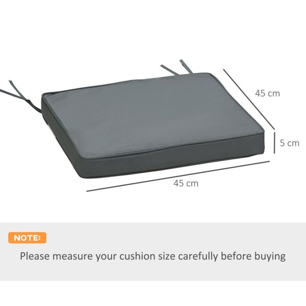 45 x 45cm Replacement Garden Seat Cushion Pad with Ties, Dark Grey - Image 3