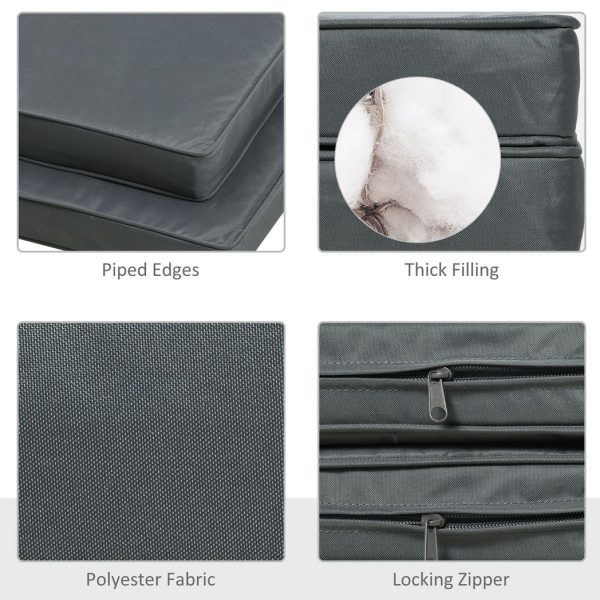 45 x 45cm Replacement Garden Seat Cushion Pad with Ties, Dark Grey - Image 4