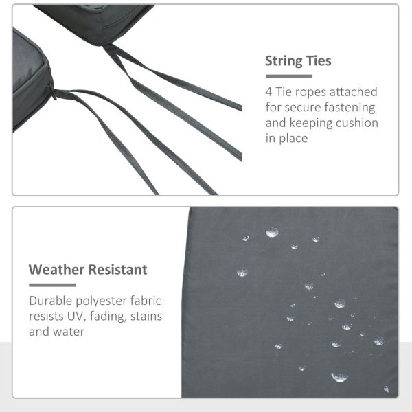 45 x 45cm Replacement Garden Seat Cushion Pad with Ties, Dark Grey - Image 5