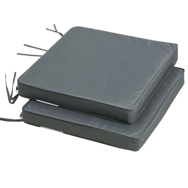 45 x 45cm Replacement Garden Seat Cushion Pad with Ties, Dark Grey - Image 7