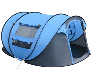 Camping Tent Dome Pop-up Tent with Windows for 4-5 Person Sky Blue