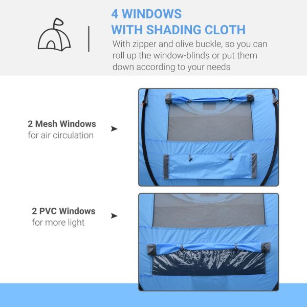 Camping Tent Dome Pop-up Tent with Windows for 4-5 Person Sky Blue - Image 6