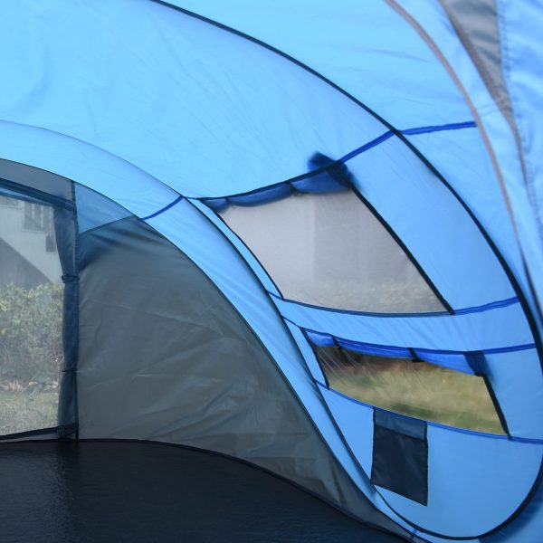 Camping Tent Dome Pop-up Tent with Windows for 4-5 Person Sky Blue - Image 8