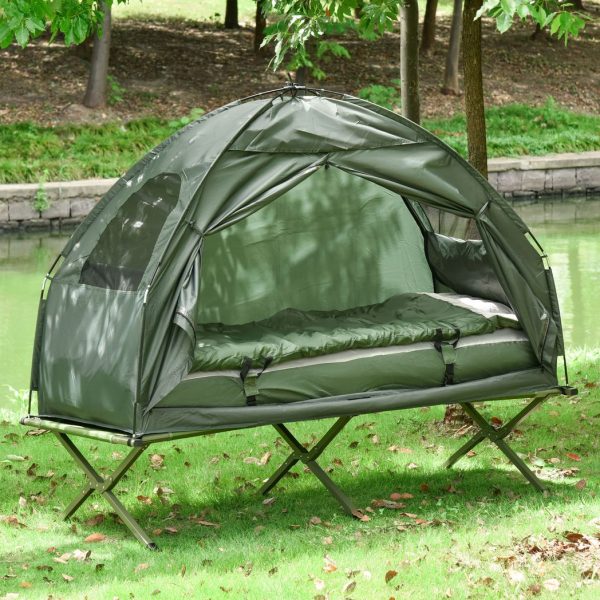 Outdoor 1 Person Folding Dome Tent Hiking Camping Bed Cot W/ Sleeping Bag New - Image 2