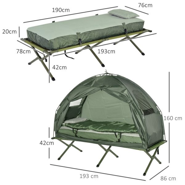 Outdoor 1 Person Folding Dome Tent Hiking Camping Bed Cot W/ Sleeping Bag New - Image 3
