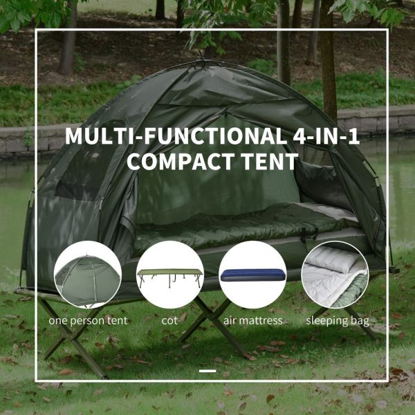 Outdoor 1 Person Folding Dome Tent Hiking Camping Bed Cot W/ Sleeping Bag New - Image 4