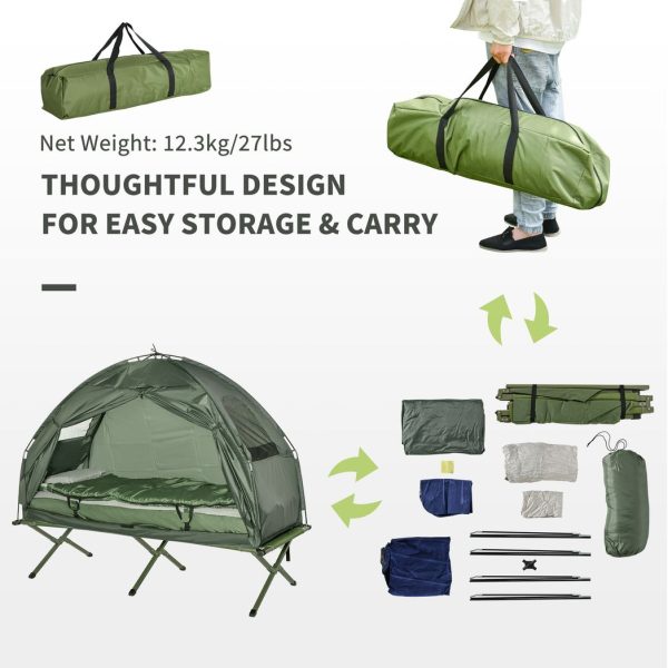 Outdoor 1 Person Folding Dome Tent Hiking Camping Bed Cot W/ Sleeping Bag New - Image 5