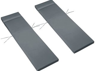 Set of 2 Lounger Cushions Deep Seat Patio Cushions with Ties Dark Grey