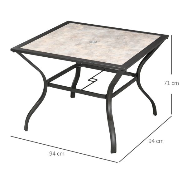 Garden Table with Parasol Hole w/ PC Board Tabletop for 4 Persons - Image 3