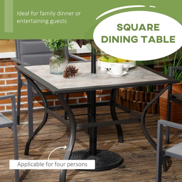 Garden Table with Parasol Hole w/ PC Board Tabletop for 4 Persons - Image 4
