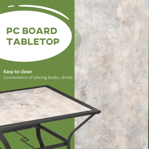 Garden Table with Parasol Hole w/ PC Board Tabletop for 4 Persons - Image 5