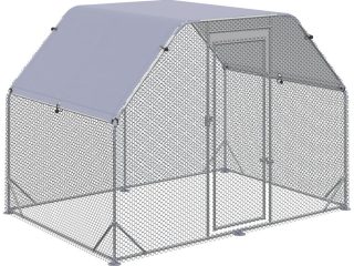 Chicken Run W/ Roof, Walk In Chicken Coop for 4-6 Chickens, Hen House
