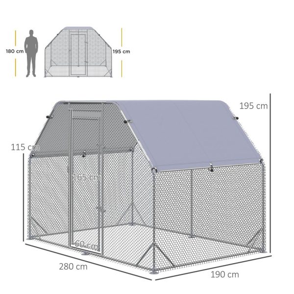 Chicken Run W/ Roof, Walk In Chicken Coop for 4-6 Chickens, Hen House - Image 3