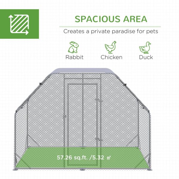 Chicken Run W/ Roof, Walk In Chicken Coop for 4-6 Chickens, Hen House - Image 4