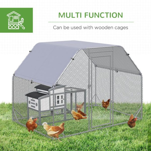 Chicken Run W/ Roof, Walk In Chicken Coop for 4-6 Chickens, Hen House - Image 6