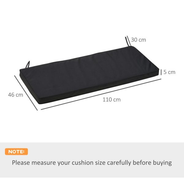 2-Seater Bench Cushion Polyester Cover Seat Pad Replacement Black - Image 3