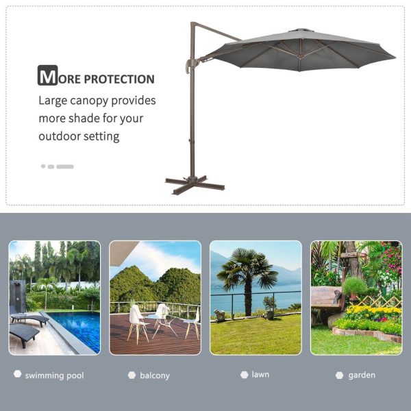 3(m) Cantilever Parasol 360ï¿½ Rotation Roma Umbrella with Tilt Grey - Image 7