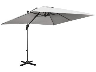 2.7 x 2.7 m Cantilever Parasol Garden Umbrella w/ Cross Base Grey