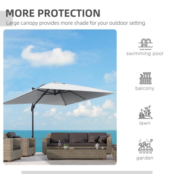 2.7 x 2.7 m Cantilever Parasol Garden Umbrella w/ Cross Base Grey - Image 7