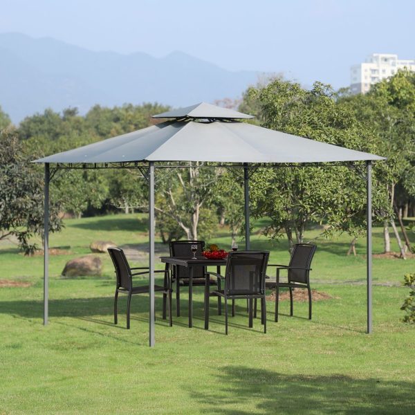 3x3(m) Outdoor Patio Gazebo Steel Canopy Tent Pavilion 2-Tier Roof Top - Image 2