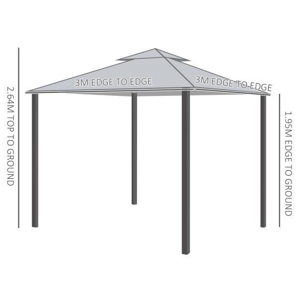 3x3(m) Outdoor Patio Gazebo Steel Canopy Tent Pavilion 2-Tier Roof Top - Image 3